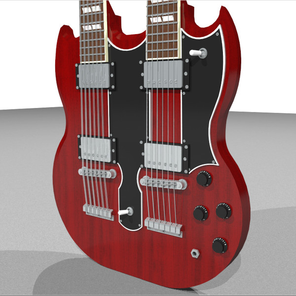 3d model guitar gibson double - Gibson Double Neck Guitar: C4D Format... by phantomliving