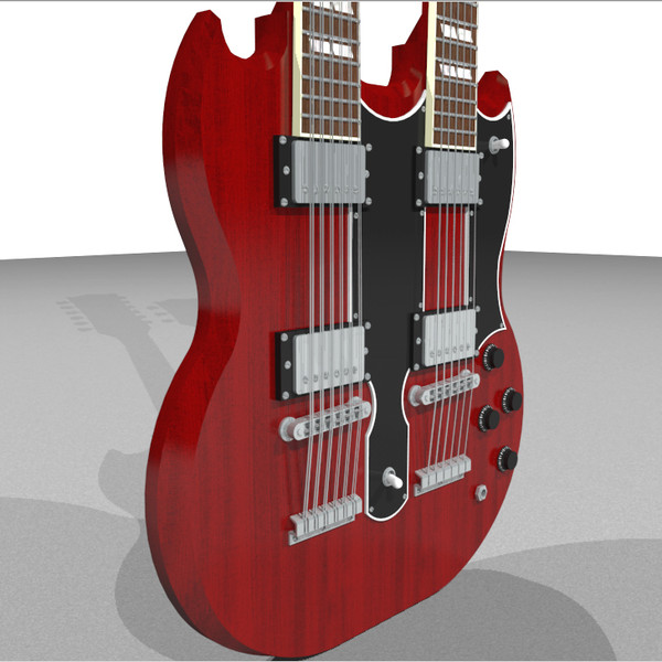 3d model guitar gibson double - Gibson Double Neck Guitar: C4D Format... by phantomliving
