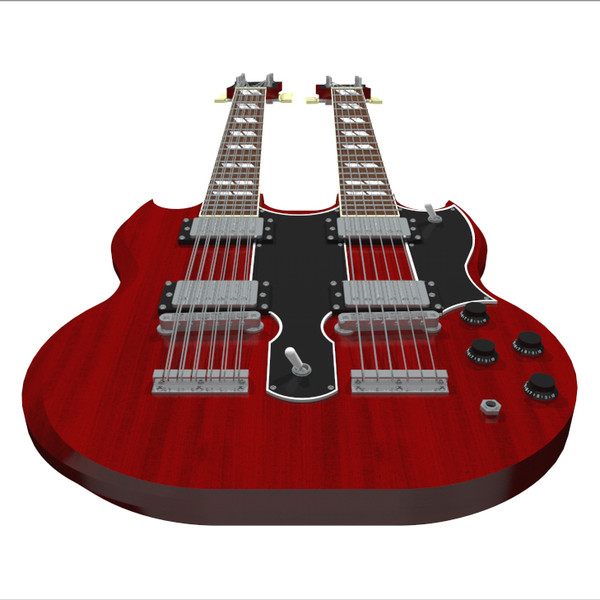 3d model guitar gibson double - Gibson Double Neck Guitar: C4D Format... by phantomliving