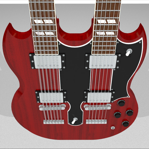 3d model guitar gibson double - Gibson Double Neck Guitar: C4D Format... by phantomliving
