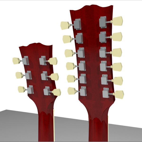 3d model guitar gibson double - Gibson Double Neck Guitar: C4D Format... by phantomliving
