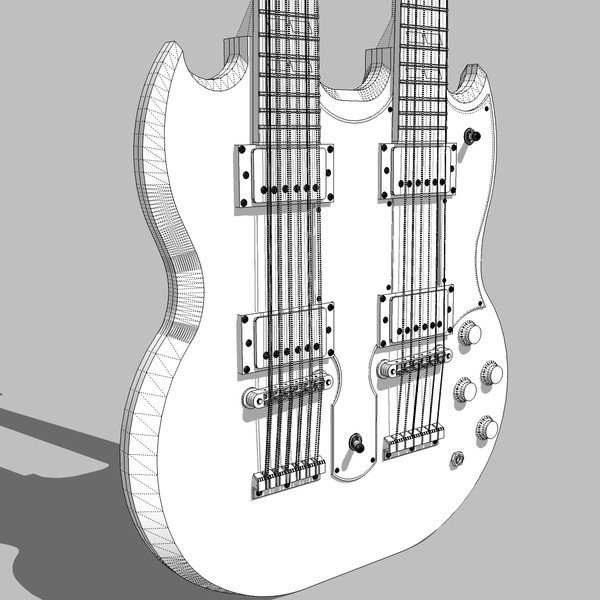 3d model guitar gibson double - Gibson Double Neck Guitar: C4D Format... by phantomliving