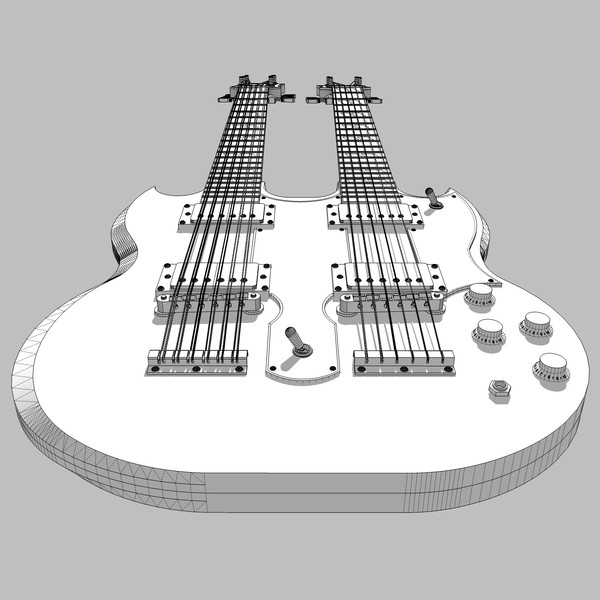 3d model guitar gibson double - Gibson Double Neck Guitar: C4D Format... by phantomliving