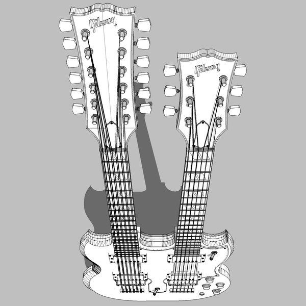 3d model guitar gibson double - Gibson Double Neck Guitar: C4D Format... by phantomliving