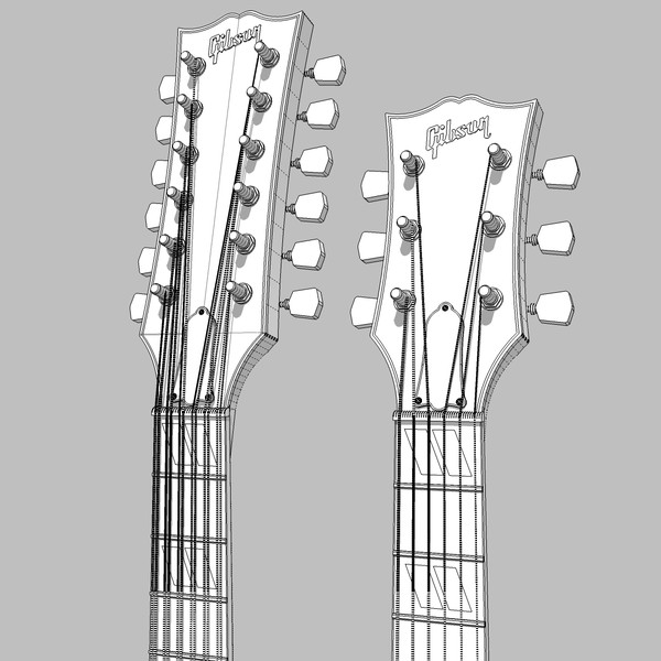 3d model guitar gibson double - Gibson Double Neck Guitar: C4D Format... by phantomliving