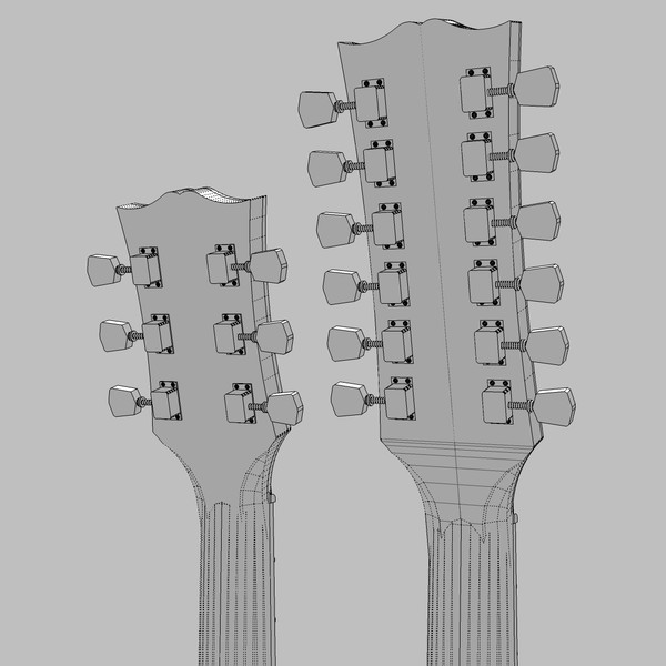 3d model guitar gibson double - Gibson Double Neck Guitar: C4D Format... by phantomliving