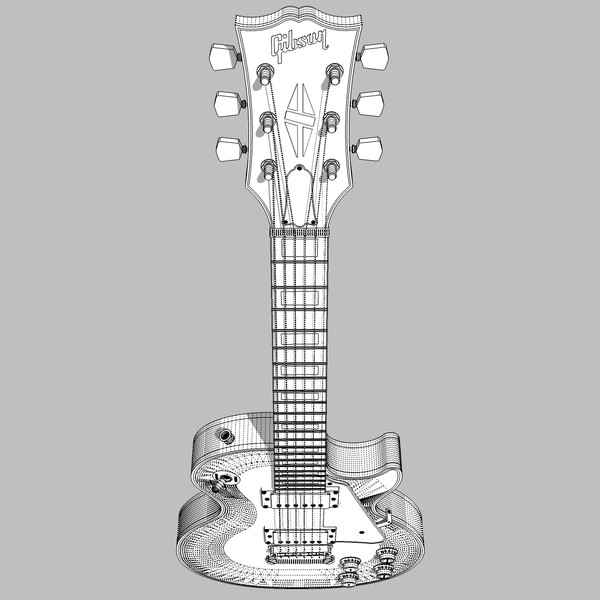 guitar gibson les 3d model - Gibson Les Paul Guitar: Black Beauty: C4D Format... by phantomliving