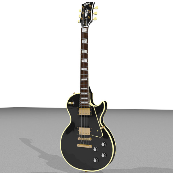 guitar gibson les 3d model - Gibson Les Paul Guitar: Black Beauty: C4D Format... by phantomliving