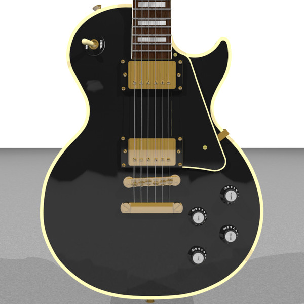 guitar gibson les 3d model - Gibson Les Paul Guitar: Black Beauty: C4D Format... by phantomliving