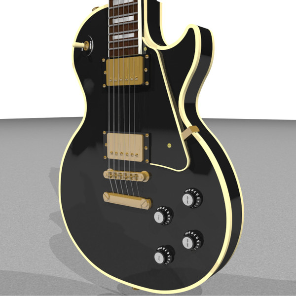 guitar gibson les 3d model - Gibson Les Paul Guitar: Black Beauty: C4D Format... by phantomliving