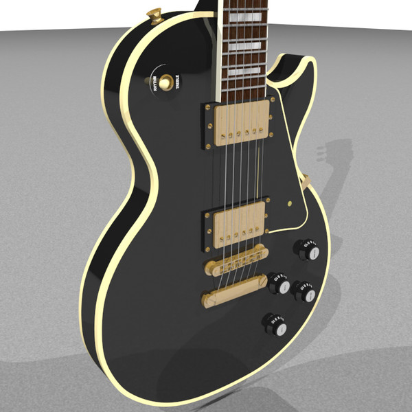 guitar gibson les 3d model - Gibson Les Paul Guitar: Black Beauty: C4D Format... by phantomliving
