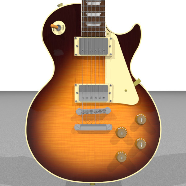 3d guitar gibson les model - Gibson Les Paul Guitar: Tobacco Sunburst: C4D Format... by phantomliving