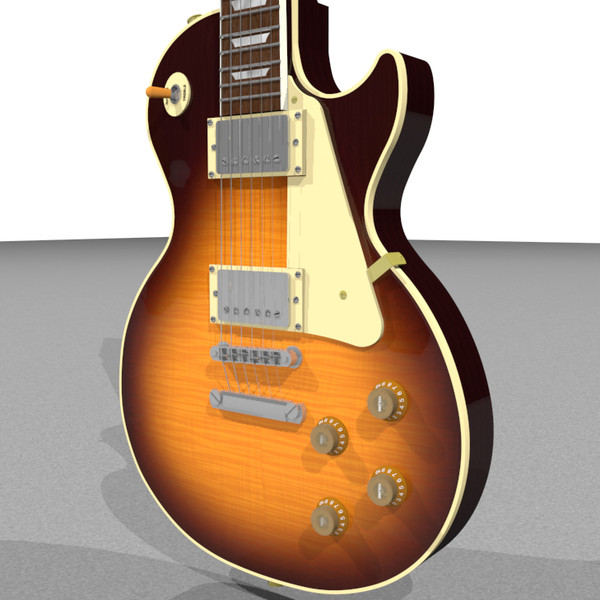 3d guitar gibson les model - Gibson Les Paul Guitar: Tobacco Sunburst: C4D Format... by phantomliving