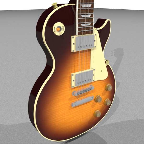 3d guitar gibson les model - Gibson Les Paul Guitar: Tobacco Sunburst: C4D Format... by phantomliving