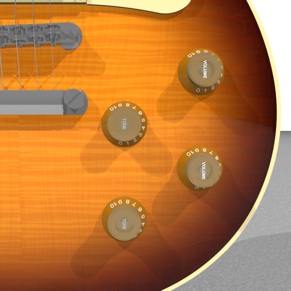 3d guitar gibson les model - Gibson Les Paul Guitar: Tobacco Sunburst: C4D Format... by phantomliving