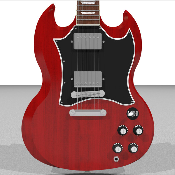 c4d guitar gibson sg - Gibson SG Guitar: C4D Model... by phantomliving