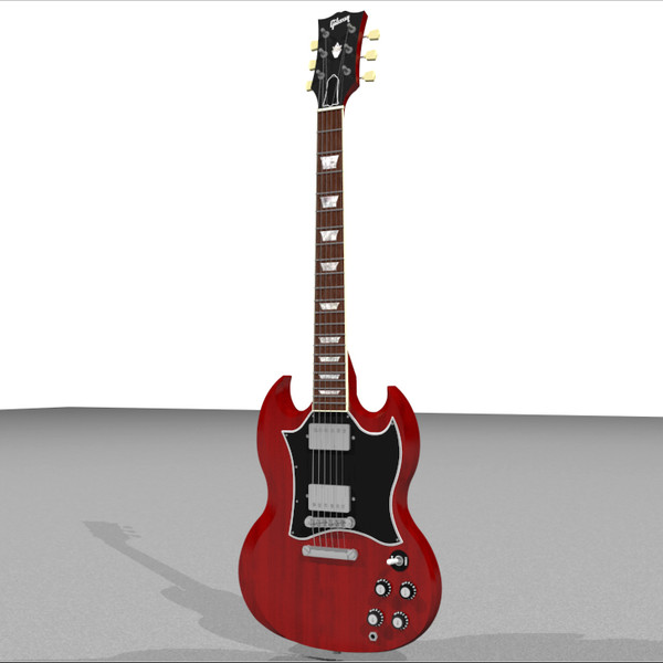 c4d guitar gibson sg - Gibson SG Guitar: C4D Model... by phantomliving