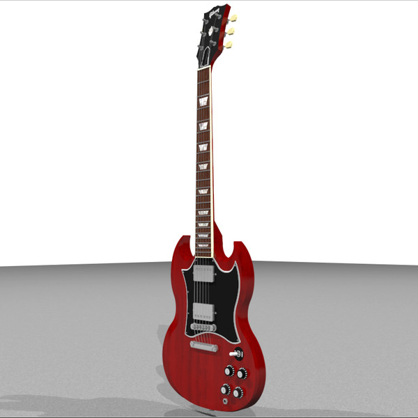 c4d guitar gibson sg - Gibson SG Guitar: C4D Model... by phantomliving