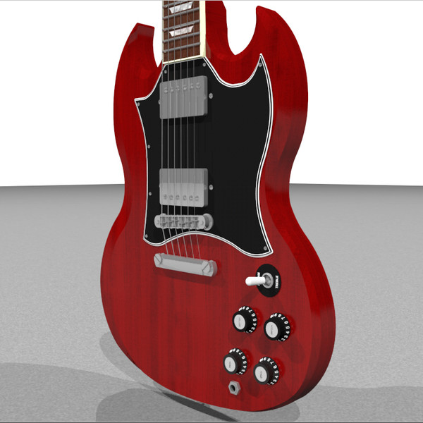 c4d guitar gibson sg - Gibson SG Guitar: C4D Model... by phantomliving