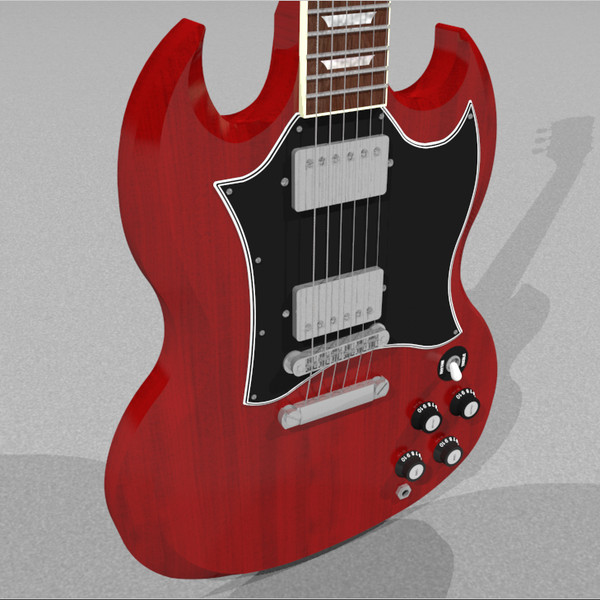 c4d guitar gibson sg - Gibson SG Guitar: C4D Model... by phantomliving