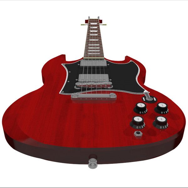c4d guitar gibson sg - Gibson SG Guitar: C4D Model... by phantomliving