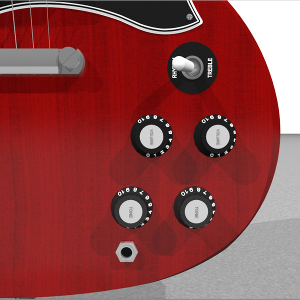 c4d guitar gibson sg - Gibson SG Guitar: C4D Model... by phantomliving