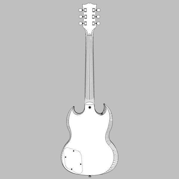 c4d guitar gibson sg - Gibson SG Guitar: C4D Model... by phantomliving