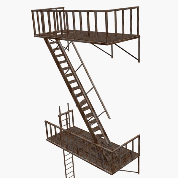 3d rusty escape - Rusty Fire Escape... by chaosfractal