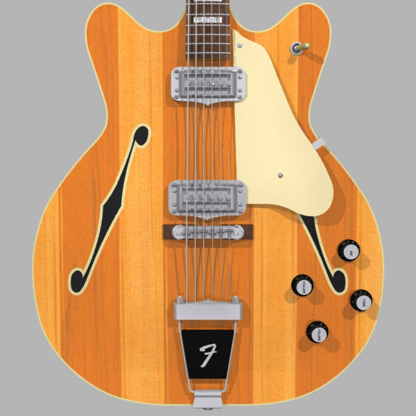 3d model guitar fender coronado - Fender Coronado Guitar: Stripes Finish: Max Format... by phantomliving