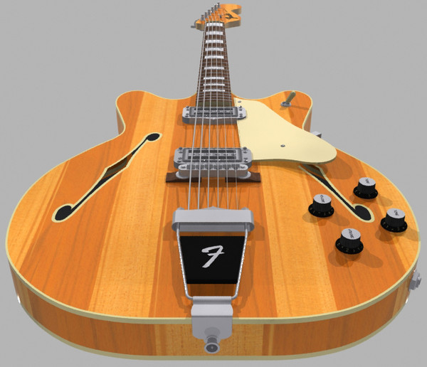 3d model guitar fender coronado - Fender Coronado Guitar: Stripes Finish: Max Format... by phantomliving