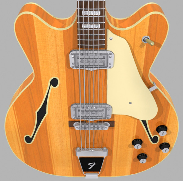 3d model guitar fender coronado - Fender Coronado Guitar: Stripes Finish: Max Format... by phantomliving