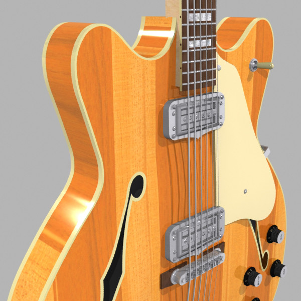 3d model guitar fender coronado - Fender Coronado Guitar: Stripes Finish: Max Format... by phantomliving