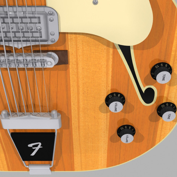 3d model guitar fender coronado - Fender Coronado Guitar: Stripes Finish: Max Format... by phantomliving