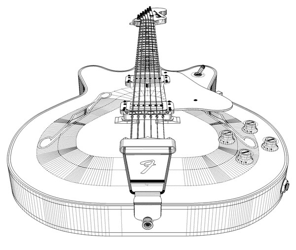 3d model guitar fender coronado - Fender Coronado Guitar: Stripes Finish: Max Format... by phantomliving