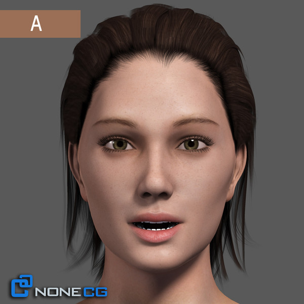 realistic female head rigged 3d max - Adult Female Head Rigged... by NONECG