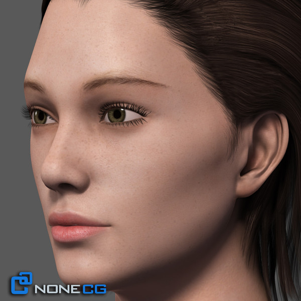 realistic female head rigged 3d max - Adult Female Head Rigged... by NONECG