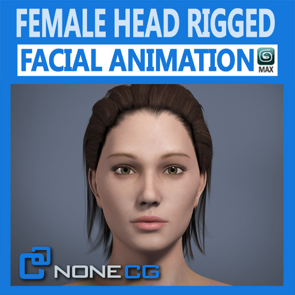 realistic female head rigged 3d max - Adult Female Head Rigged... by NONECG