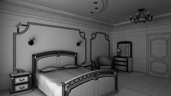wood bedroom scene 3d model - Wood bedroom... by planetstation