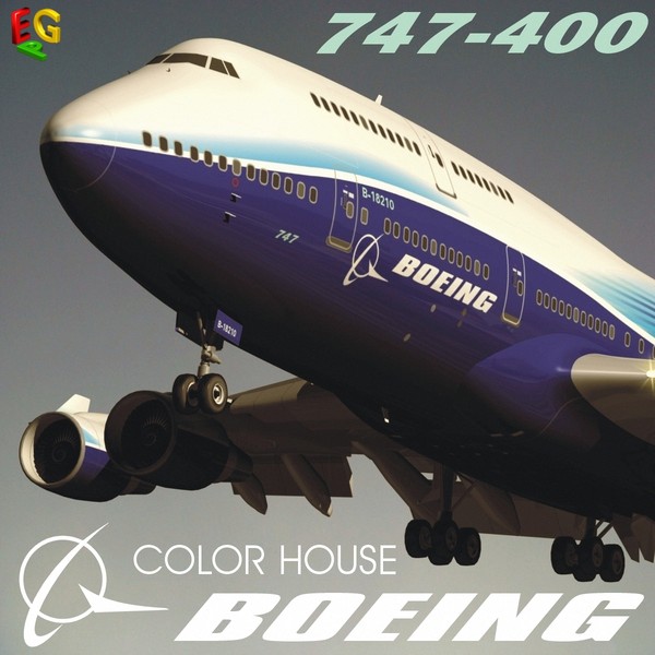 obj boeing 747-400 - BOEING 747-400 color house... by EGPJET3D