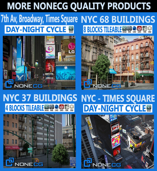 new york 4 blocks 3d model - NYC - 4 Blocks - 31 Buildings... by NONECG