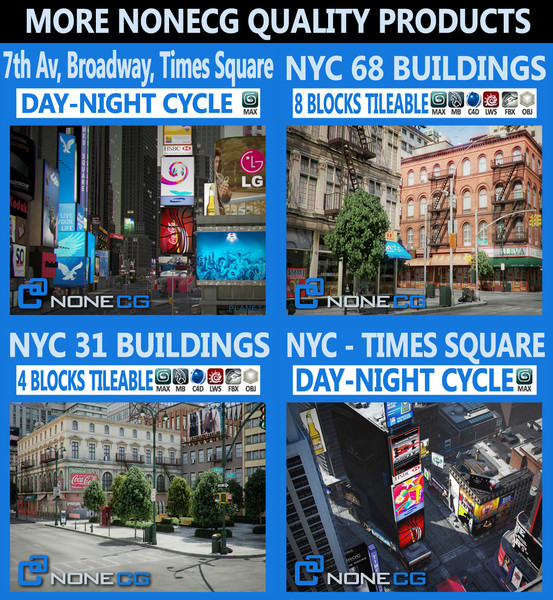3ds max new york city block - NYC Block Set 6... by NONECG