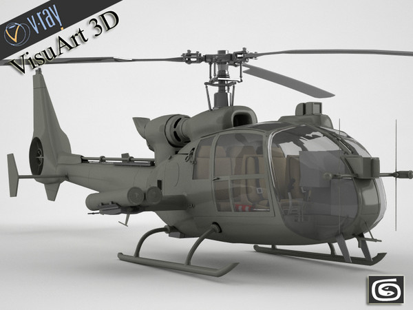 3ds gazelle helicopter - Gazelle warrior helicopter... by VisuArt3D