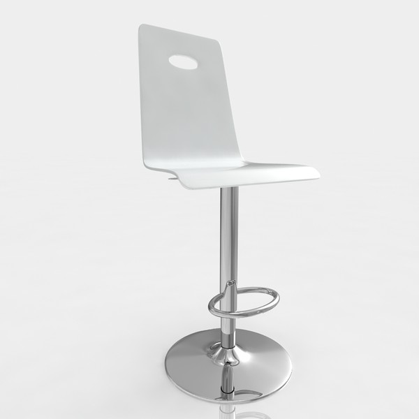 3d model of bar stool - Bar stool 40 white plastic... by razlomov