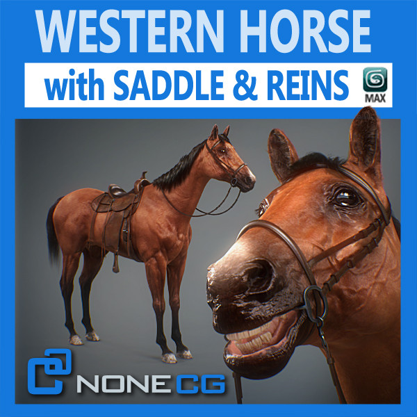 horse animal mammal 3d model - Western Horse... by NONECG