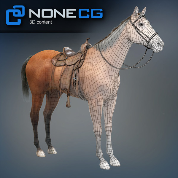 horse animal mammal 3d model - Western Horse... by NONECG