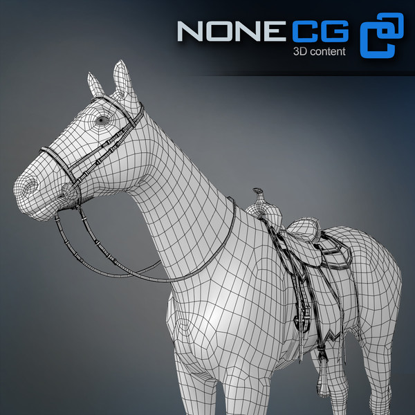 horse animal mammal 3d model - Western Horse... by NONECG