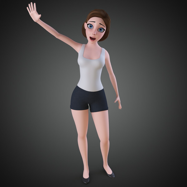 3d model rigged cartoon woman - Cartoon Woman Rigged... by IndieArt