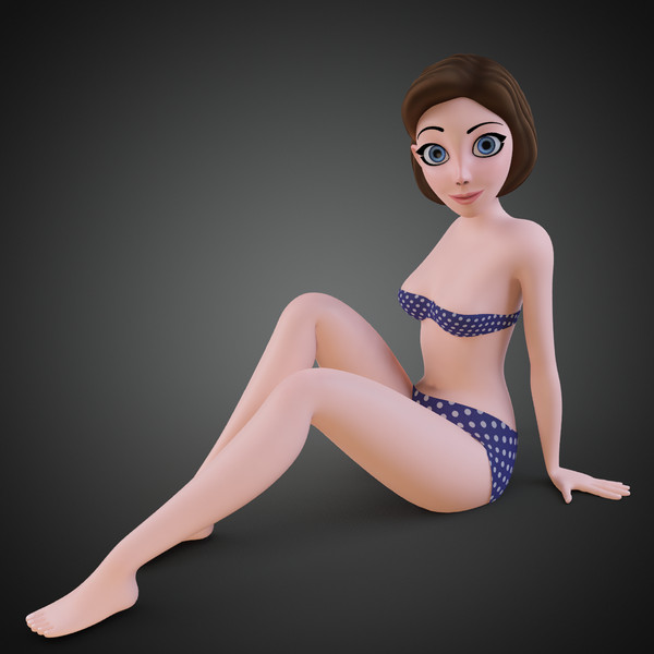 3d model rigged cartoon woman - Cartoon Woman Rigged... by IndieArt