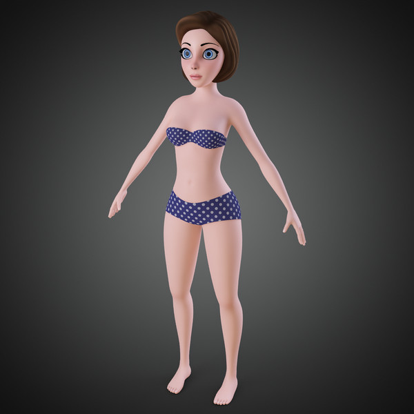 3d model rigged cartoon woman - Cartoon Woman Rigged... by IndieArt