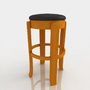 bar stool leather 3d model